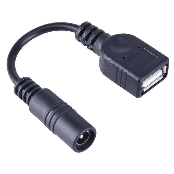5,5 x 2,1 mm DC hona till USB AF DC hona strömkontaktkabel för bärbar datoradapter, längd: 15 cm (svart) Black
