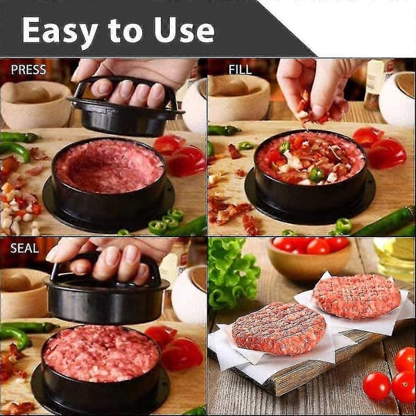 Fylt burgerpresse, 3-i-1 non-stick