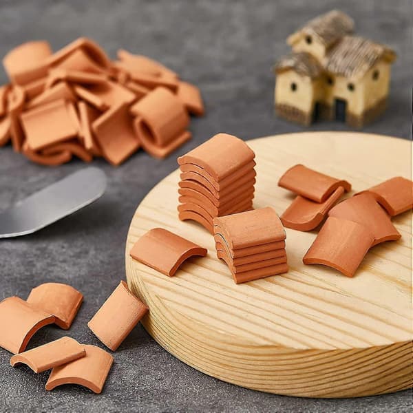 100 st takpannor set miniatyrpannor mini shingelplattor kökstillbehör