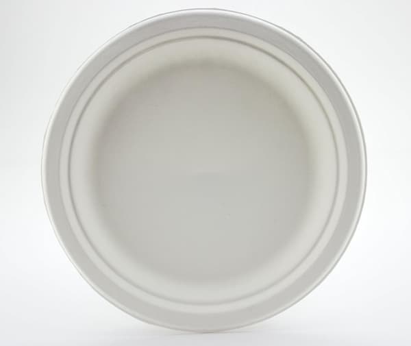 Superstiff Paper Plates - Extra Strong White Disposable Bagasse Sugarcane Plates - Eco-Friendly, Biodegradable - 9 Inch - 100 Pack