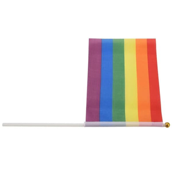 50 stk. små regnbue-flag på pind, dekorationer til regnbue-pridefest