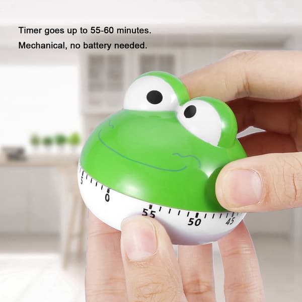 [RM]Green Frog Kitchen Timer Cute Manual Animal Shape Cooking Timer for Accurate Timing