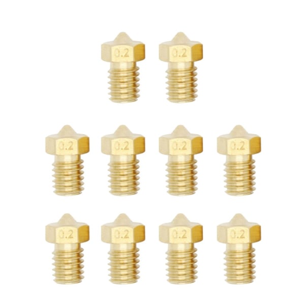 10 stycken mässing extruder munstycke för 1.75mm 0.2mm 3D-skrivare m6 gänga