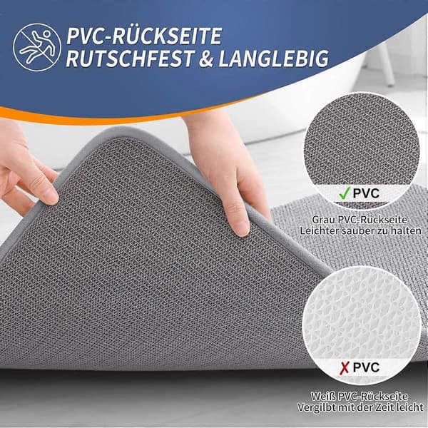 Hukommelsesskum bademåtte - Blød - Skridsikker - Vaskbar - Tyk - Absorberende - 40 x 60 cm - Grå
