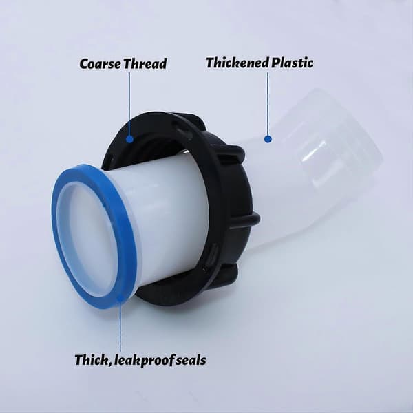 Pakke IBC-udløbsventil, IBC-adapter S60 x 6, groft gevind, IBC-udløbstud, IBC-tanktilbehør, afløbsdæksel