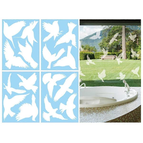 Fågelsäkerhetsfönsterdekaler, 4 ark, 22x30cm, 16 designer size