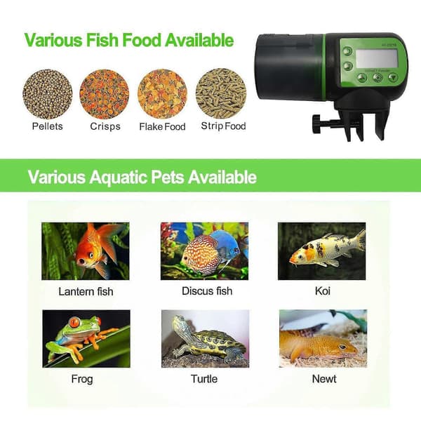 Automatisk fiskmatare för akvarium, timerstyrd matningsdispenser med LCD-display