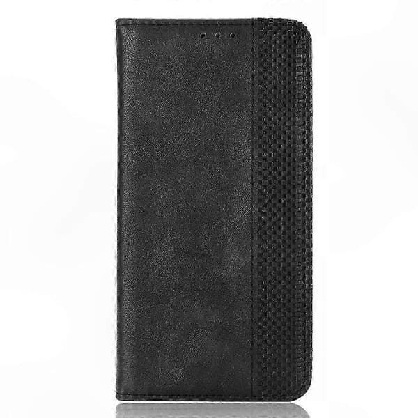 Retro Textur Läder Plånboksfodral Kompatibelt med Realme GT7 5G Kina Modell Telefonfodral med Stativfunktion Black