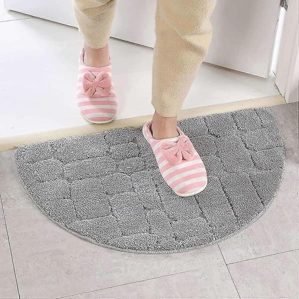 [RM][RM]Doormat Soft Half-Round Half-Moon Shaped Plush Non-Slip Super Absorbent Microfiber Doormat for Home