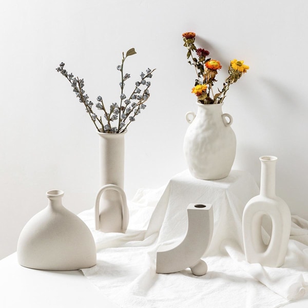 Nordisk Minimalism Oregelbunden Keramisk Vas Konstutställningslokal Blomvas Stil C