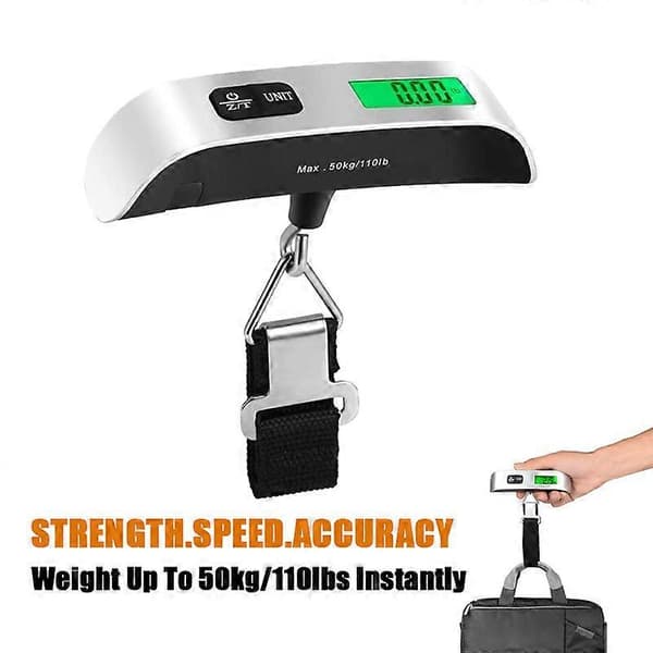 Digital bagagevåg med överviktsvarning, vit bakgrundsbelyst LCD-display 110LB / 50KG