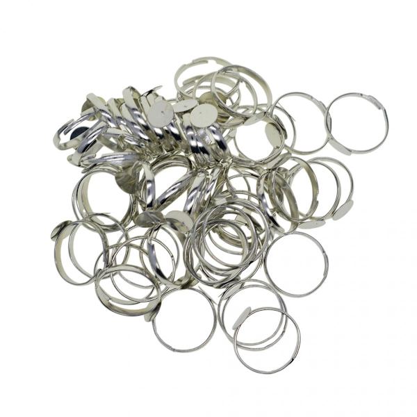 100 st Justerbara Ringhållare Justerbar Fingerringbricka för Cabochonbricka: 8mm