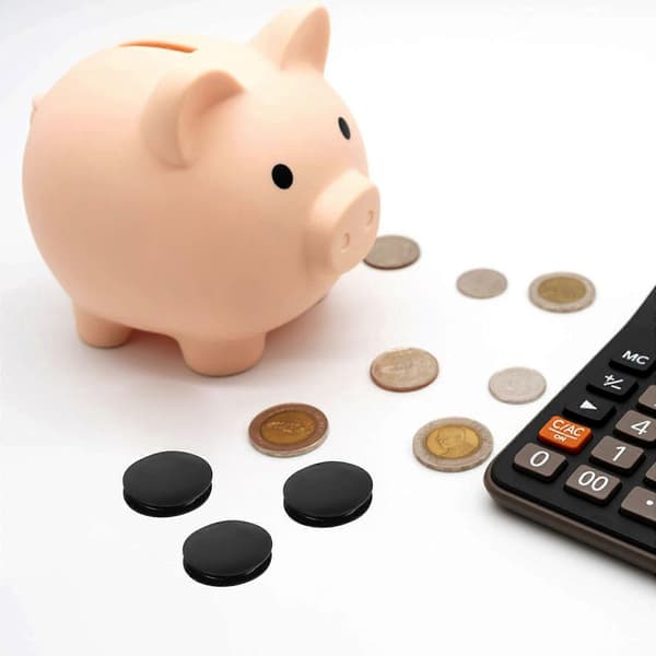 Rund spargrisplugg gummipropp för sparlåda med 20 st svarta lock