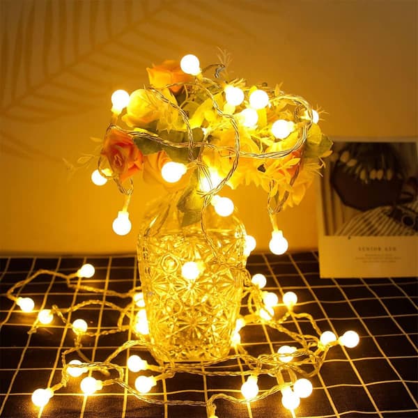 [RM]10m String Light Warm White 80 LED Battery Operated LED String Light, Christmas String Light, Indoor and Outdoor Mate's Christmas balls