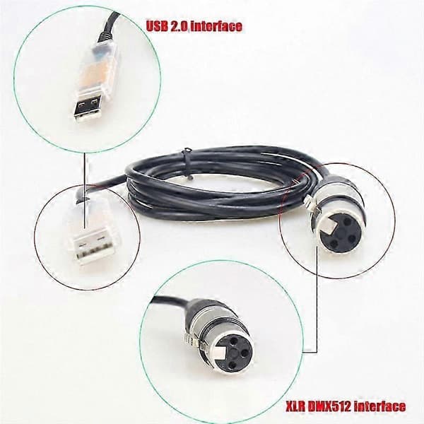 DMX512 USB-interfaceadapter til scenelysstyring med LED-dæmperfunktion, PC-kompatibelt controllerkabel