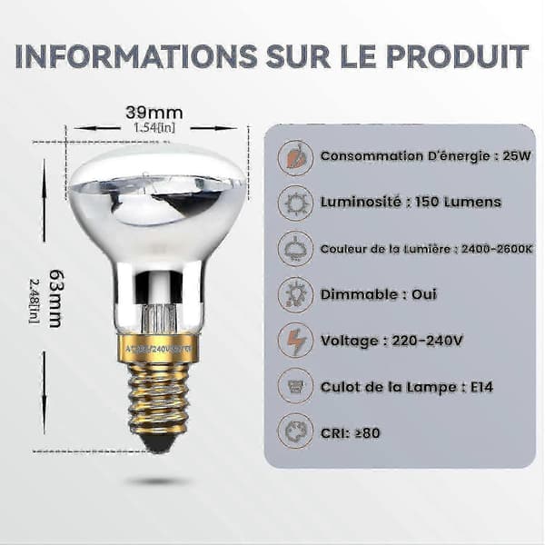 4-pack 25w varmvit reflektorlampa för XC - E14 liten Edison-skruv, idealisk för lavalampor