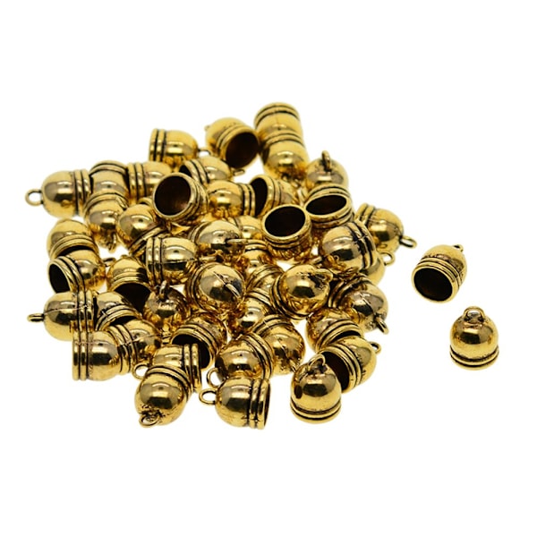 50 st 10 mm Klockformad Ändhylsa Mesh Kumihimo Snöre Tofs DIY Tillverkning Antik Guld