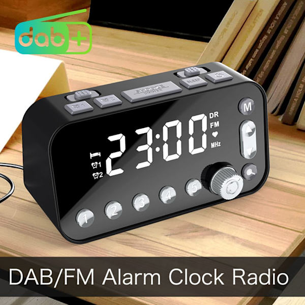 Portabel DAB+ FM Digital Väckarklockradio med Insomningstimer, Batteridriven Stereoradio