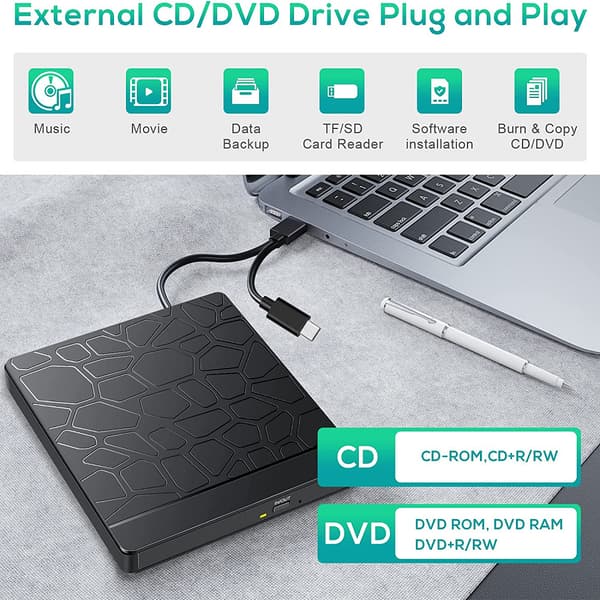 [RM]5-in-1 Ulkoinen DVD/CD-poltin