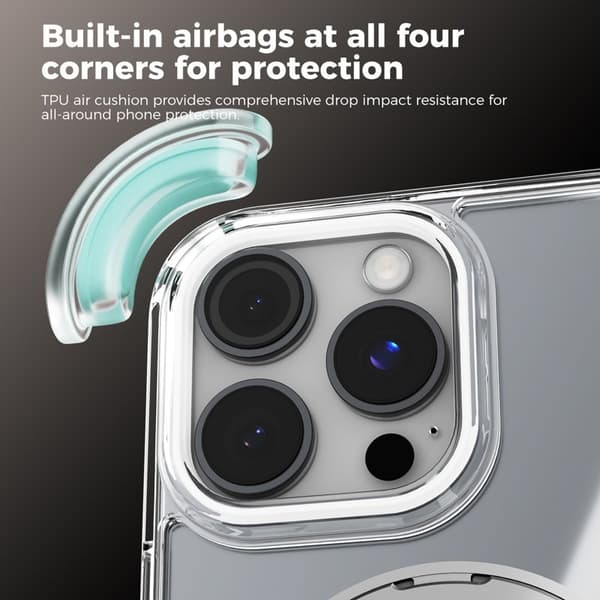ABEEL Q-LUCK Mobilcover til iPhone 16 Pro Stødsikkert Med Kickstand Sort