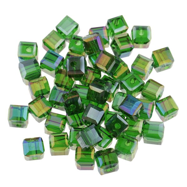50 st 6 mm glaskristall fyrkantiga glaspärlor för att göra DIY smycken djupgrön