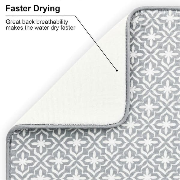 Oppvaskmatter til kjøkkenbenk, absorberende mikrofiber oppvaskstativ/ristputer til vask, 19,5 * 15,8 tommer, sett med 2, grå, blad, 2024 Ping