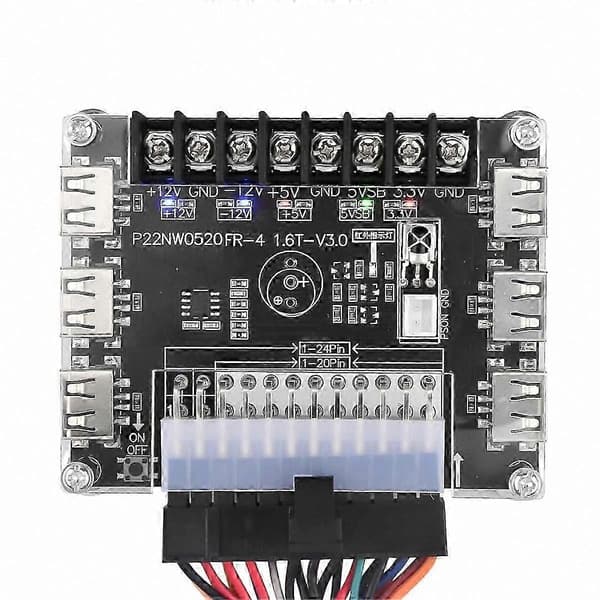 ATX strømforsyning breakout board modul 24 pin 20 pin tester adapter