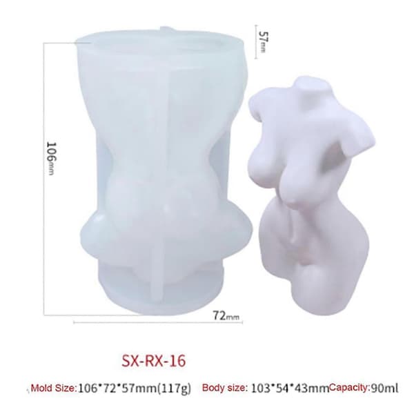 3x 3D Kropskunst Lys Silikoneform Til Kvinder Model Menneskekrop Silikoneform Krystalharpiks Voksform