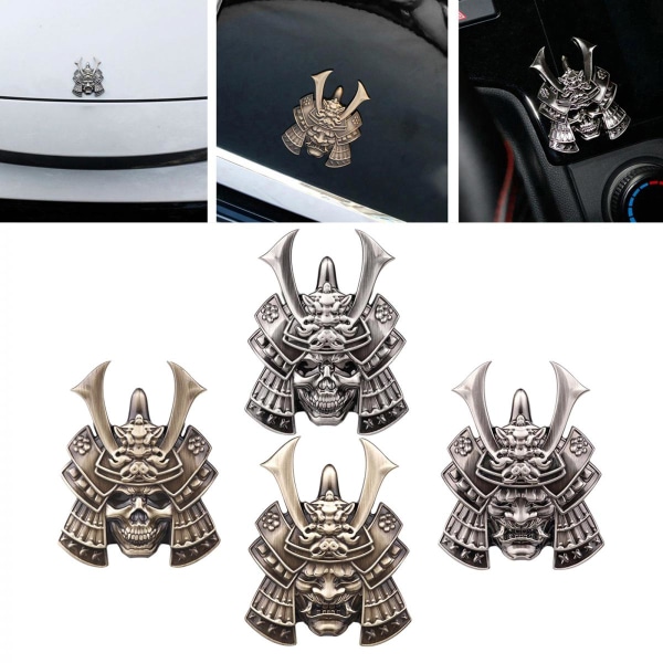 3D Samurai Mask SUV bil klistermärke Trunk Cups Badge Dekal brons skalle