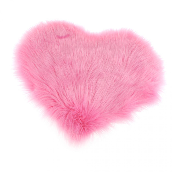 kärleksform lurvig mjuk fårskinnsmatta fuskpälsmatta 5cm lugg rosa