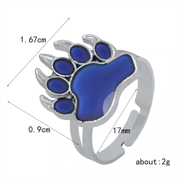 Paw Magic Stämnings Temperatur Färgskiftande Smycken Justerbar Fingerring