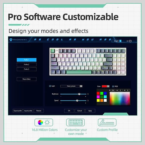 Mekaniskt tangentbord Gamingtangentbord Trådbundet tangentbord Hot Swappable 94 tangenter RGB-ljus Mac Windows