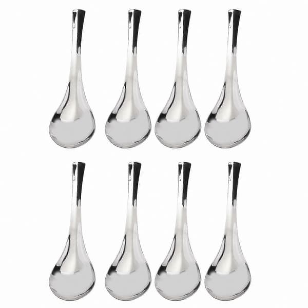 8-pak tunge suppeskeer i rustfrit stål, tykke vægtede spiseskeer Silver