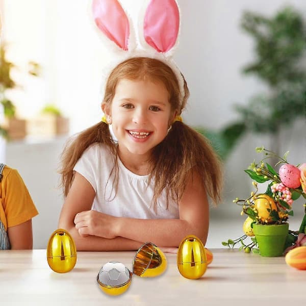 [RM]Golden Egg Plastic Easter Eggs - Surprise Fillable Eggs for Easter Egg Hunt, Basket Stuffers, and Kids' Toys Gold C