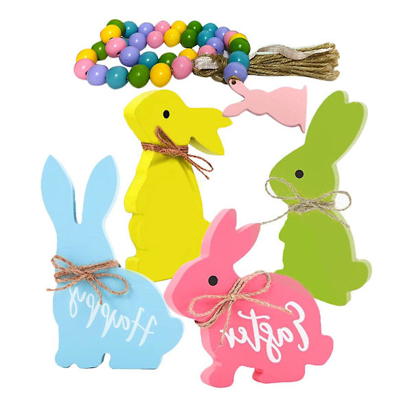 1 Set Påskhare Trä Hantverk Kaninform Trä Ornament Bordsdekoration