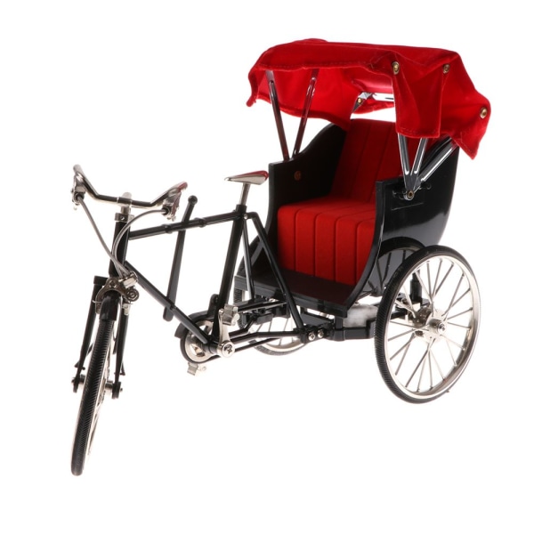 1:10 Legering Gjuten Racing Trehjuling Rickshaw Cykel Modell Leksak Svart