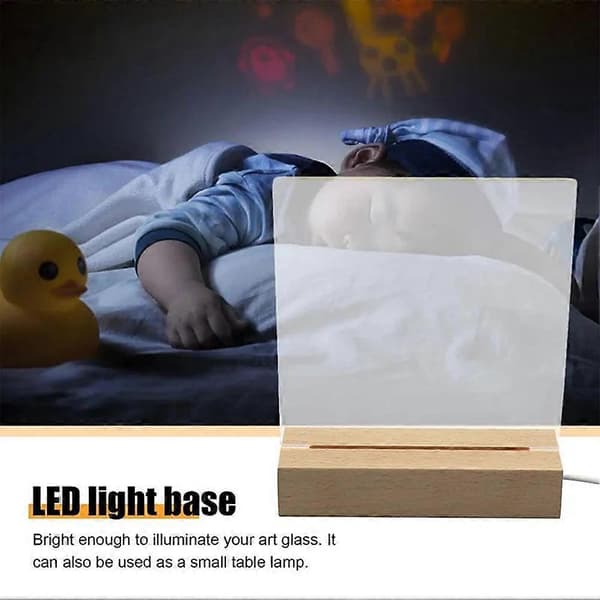 [RM]2 STK LED Trælys Display Rektangulær Krystal Træbelyst Base Stand 5.2mm Gennemgående Slids med Farvede Lys