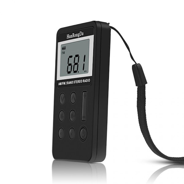 bärbar digitalradio AM/FM stereoradio med hörlurar för promenader grå