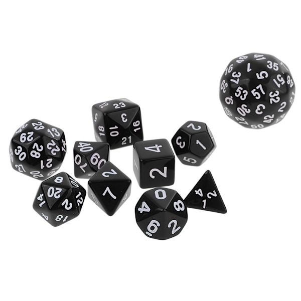 10 Stycken Mångsidiga Tärningar Skurna Tärningar För Svart Leksak Rpg Spel