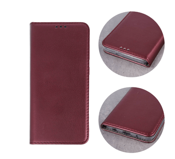 Magnetisk etui til Samsung S22 Plus Eco-skinn vinrød