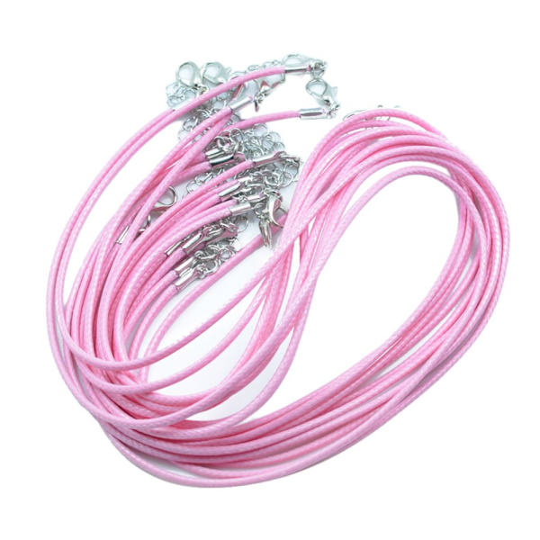 10x Färgglada Vaxade Halsbandskedjor med Lås för DIY Smyckestillverkning Rosa