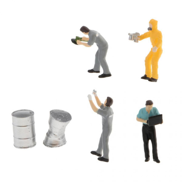 Set 1/64 Modellfolk Reparationsman Karaktär Docka Tillbehör Bordsdekoration Grå