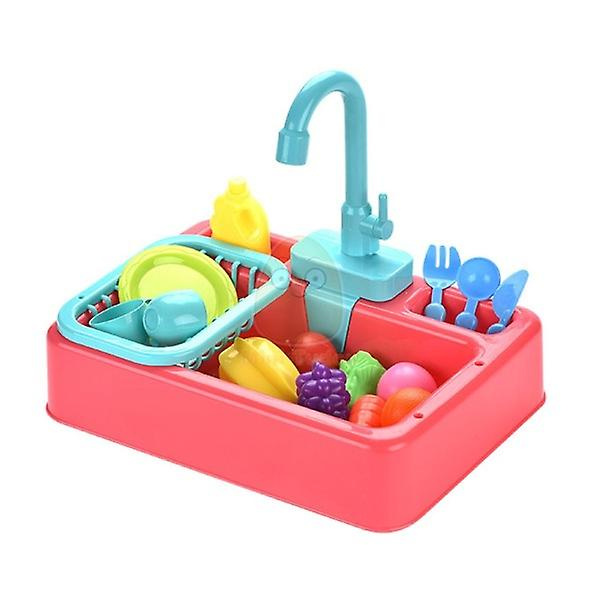 Köksleksak Diskho i Plast Set Barn Simulation Låtsas Rollspel Hushållsarbete Kit Tidiga Pedagogiska Leksaker Pink