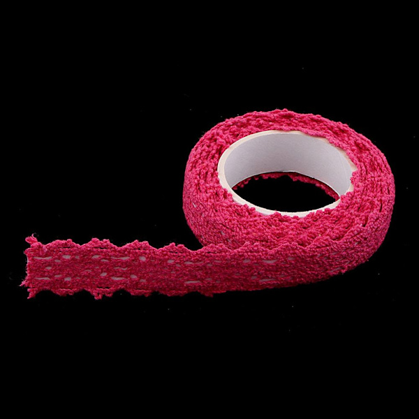 2 meter 15mm Självhäftande Washi Tejp Kant Bröllop Rosaröd Tyg