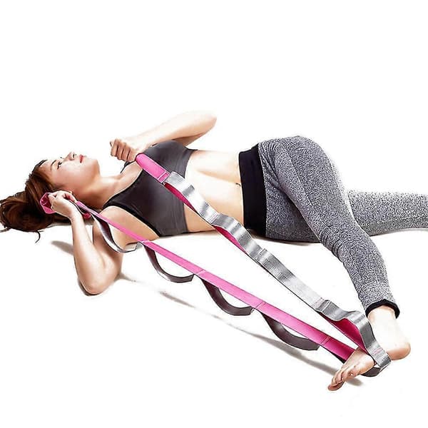 Icke-elastisk träningsögla för pilates, dans, hamstring, gym rose red