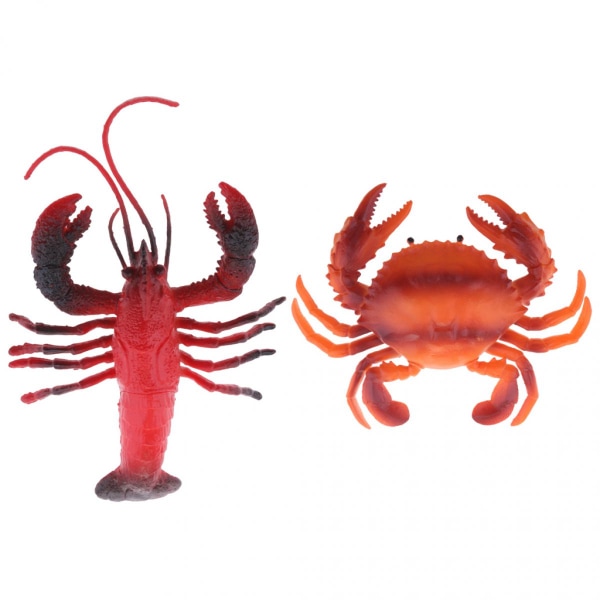 2 X Konstgjord Hummer och Krabba Havsdjur Staty Lämplig för Gräsmatta Ornament / Undervisningsshower / Fotorekvisita