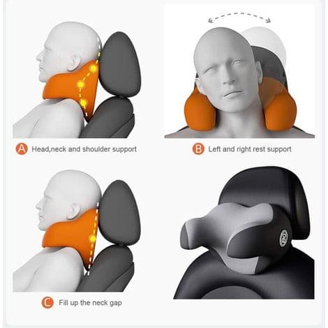 ANDIAMOs reservedel til bil. Nakkepude i memoryskum til bilsæde - Ergonomisk og behageligt design - Til tog, fly