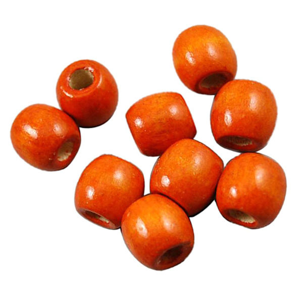 100 st Färgade Runda Träpärlor för Barnsmycken DIY Hantverk Orange