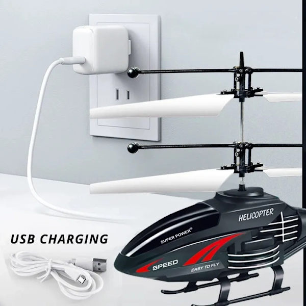 Geststyrd Hängande Helikopter RC Fjärrkontroll Induktionsflygplan Med Laddningsbar LED-lampa Leksak för Barn
