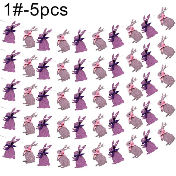 Påskdagen Kanin Bunny Hängande flagga Banderoller Bunting Cake Topper Party Dekor 5#